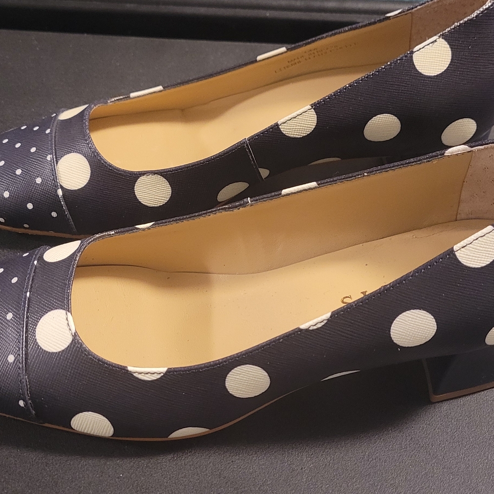 Talbots Navy Blue and White Polka Dot Women's Size 6M Heels